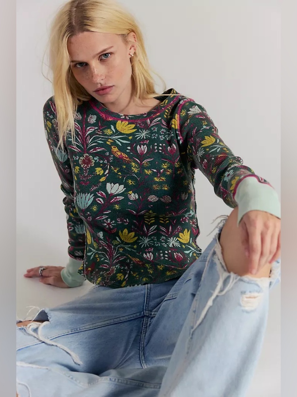 FP We The Free We The Free Toileidays Long Sleeve Thermal Forest Combo NWT Small